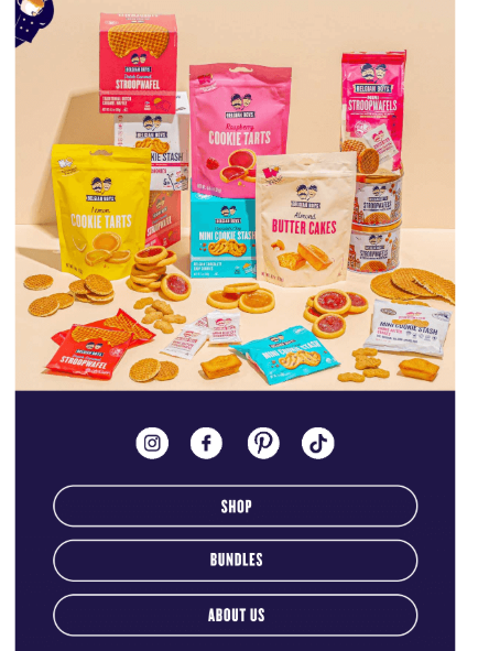 Belgian Boys email continuation featuring clear shop links and product bundles to encourage re-engagement and purchases